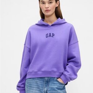 GAP Purple Mini-Logo Cropped Hoodie